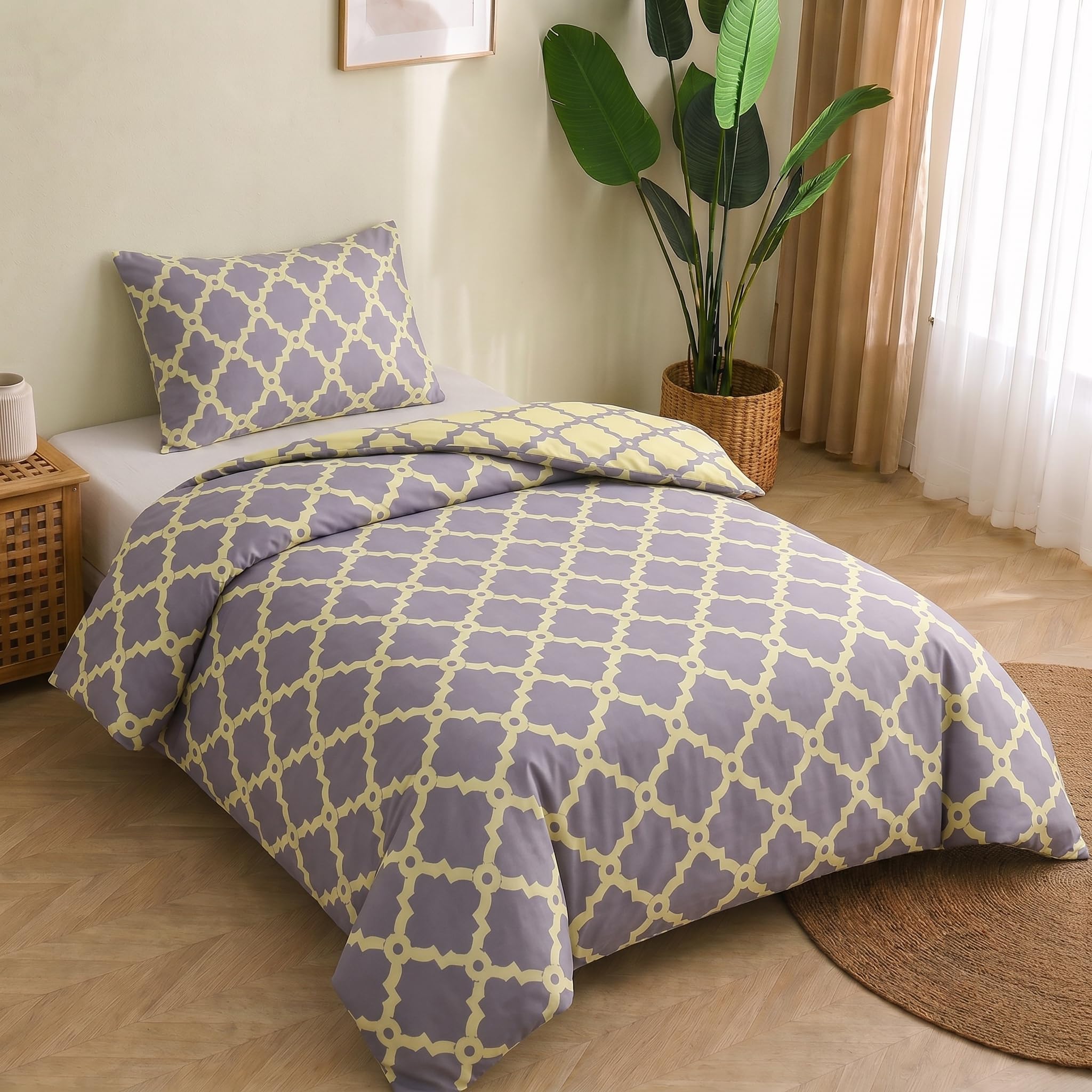 Pamposh Single Duvet Cover Set Premium Brushed Microfibre Soft Bedding Set | Hypoallergenic, Reversible, Zipper Closure, High Quality Fabric, Single (135 × 200 cm), OEKO-TEX Certified, Machine Washable