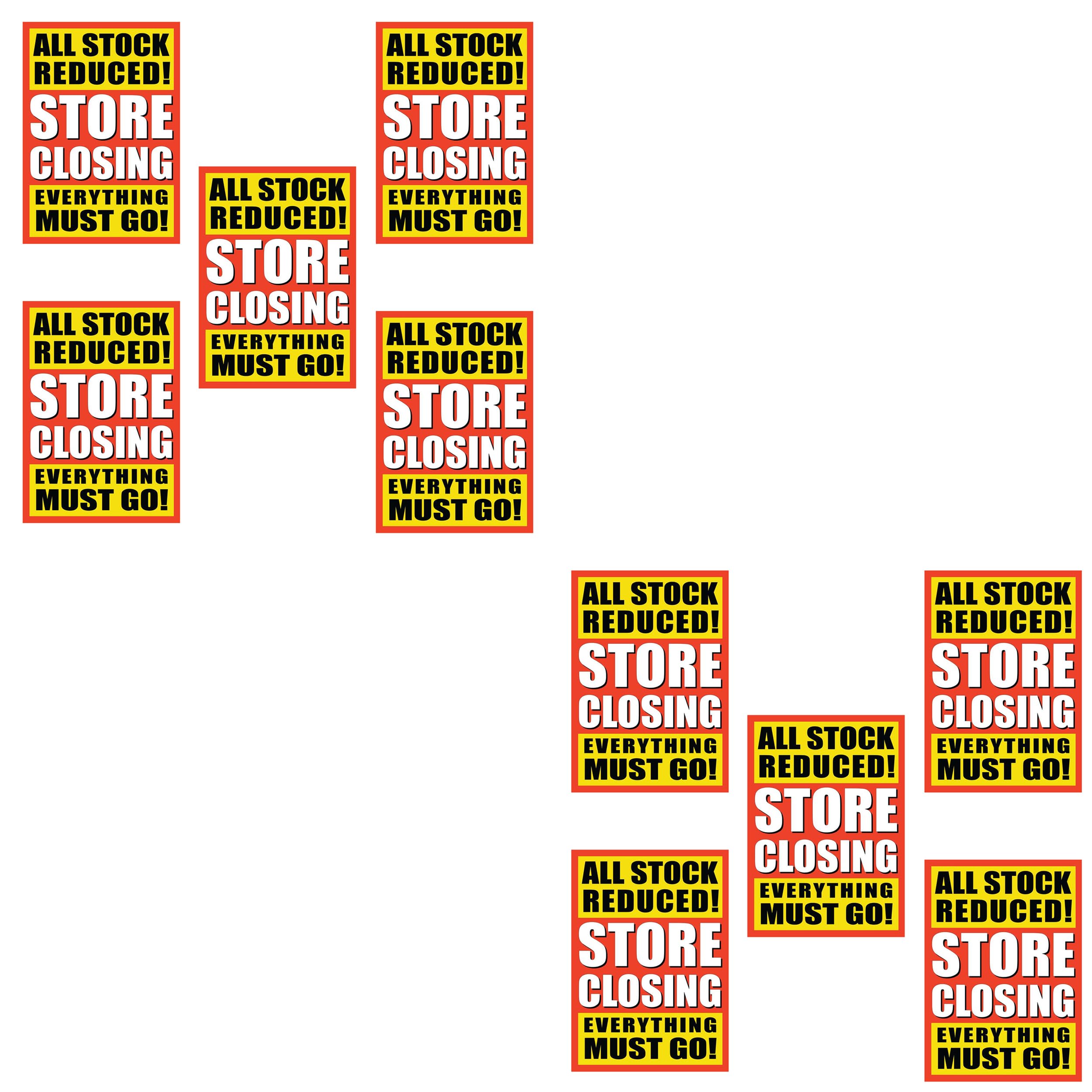 ALL STOCK REDUCED! STORE CLOSINGPrinted Sale Posters Window Display Sign/BANNERS/Advertising Business Shop Sign Shop Display Window Banner Reusable Posters Size A1 (10 X ALL STOCK REDUCED POSTER)
