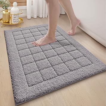 LUMI Bathroom Rugs Soft Absorbent, Bath Mat Non Slip 20x32, Grey