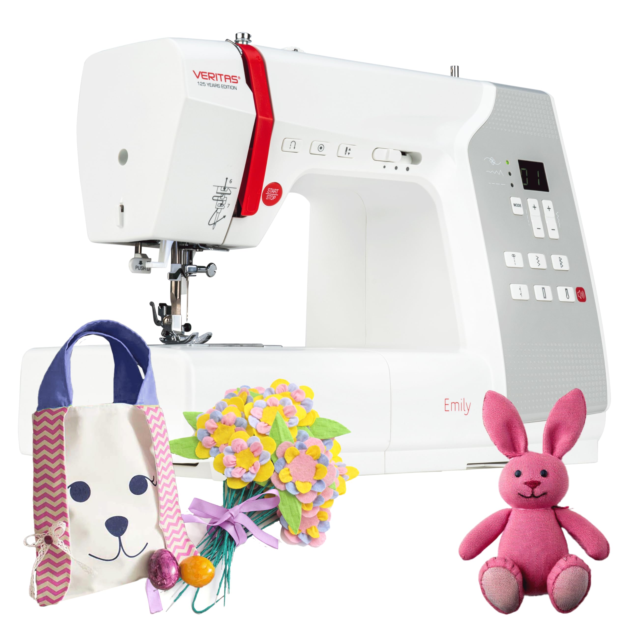VERITAS Máquina de coser Emily I coser computarizada I 80 programas de costura I Tensión automática del hilo & Ayuda para enhebrar I Cortador de hilo I Longitud y anchura de punto ajustable (blanco)