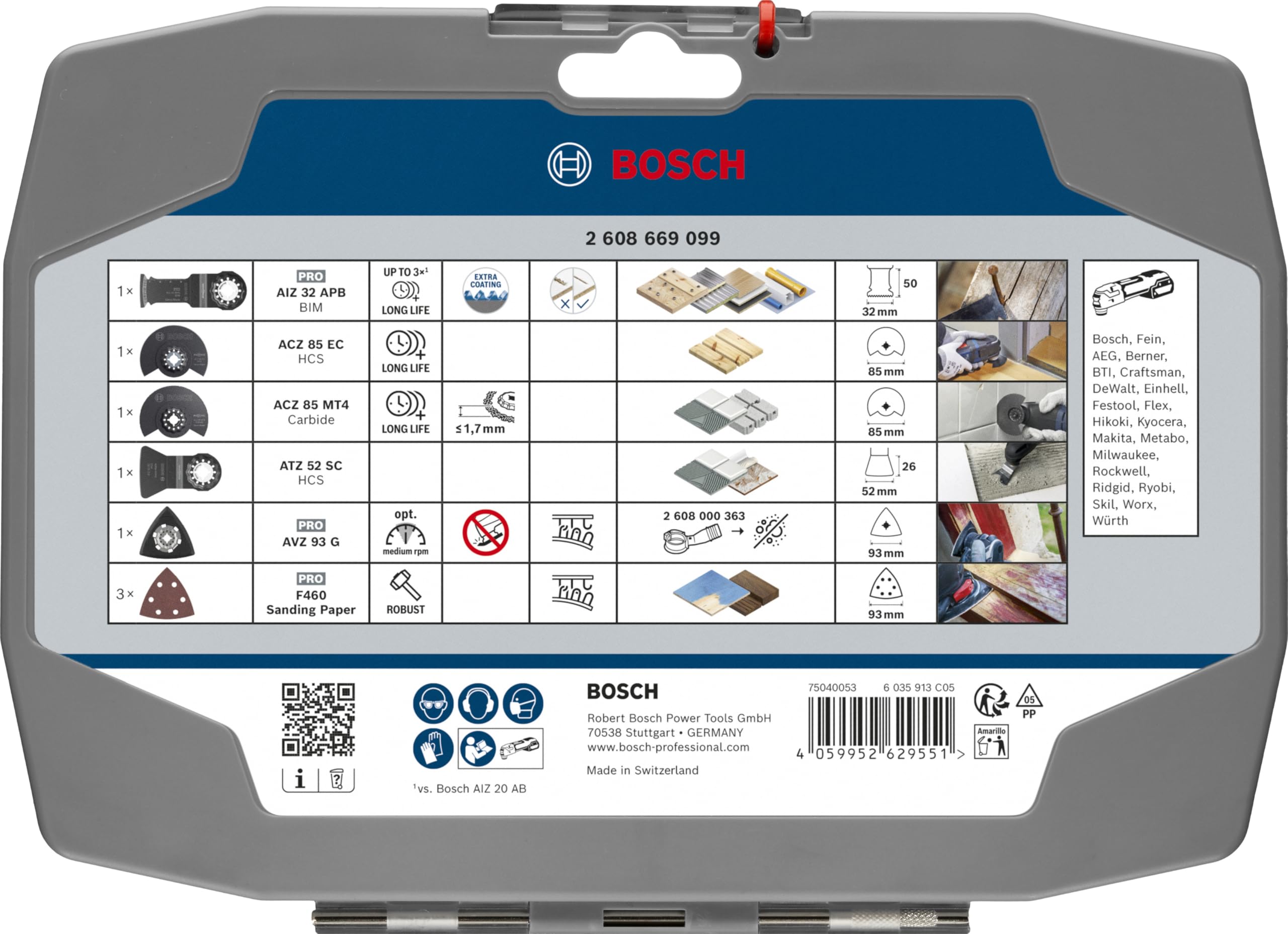 Bosch 8x Renovierungs-Sägeblatt-Set, 8-tlg. (für Holz mit Nägeln, Sandwich-Metall, 160 x 222 mm, Professional Zubehör Multifunktionswerkzeug)
