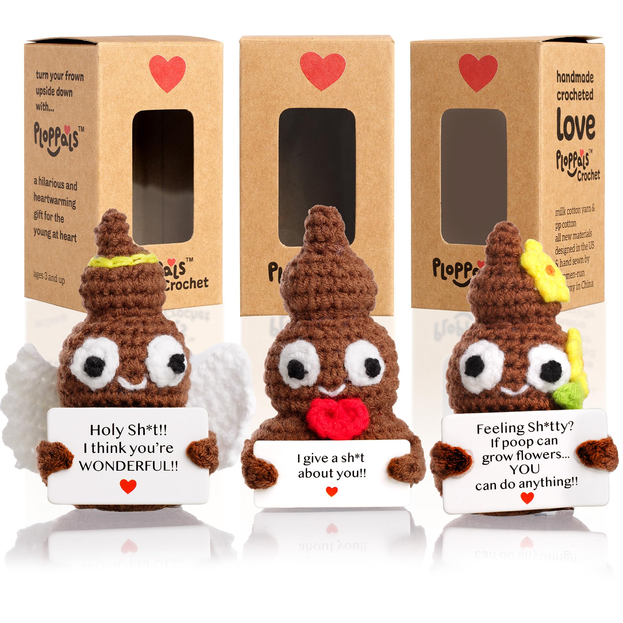 Amazon.com: Funny Crochet Positive Poo | Poop Plush Set of 3 for