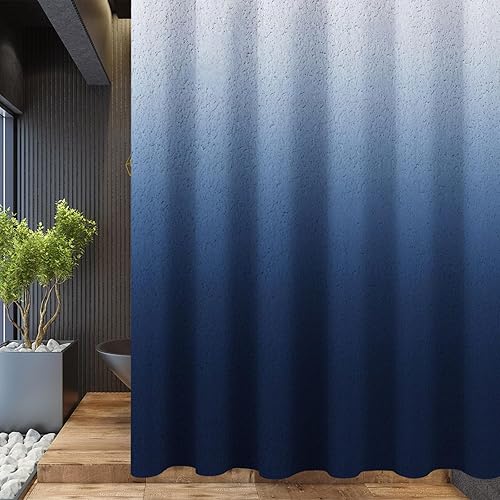 Miniatura 7 de NECSOLE Cortina de ducha azul degradado para baño, juego de cortinas de ducha de aspecto de tierra de diatomeas azules, cortinas de ducha rústicas,