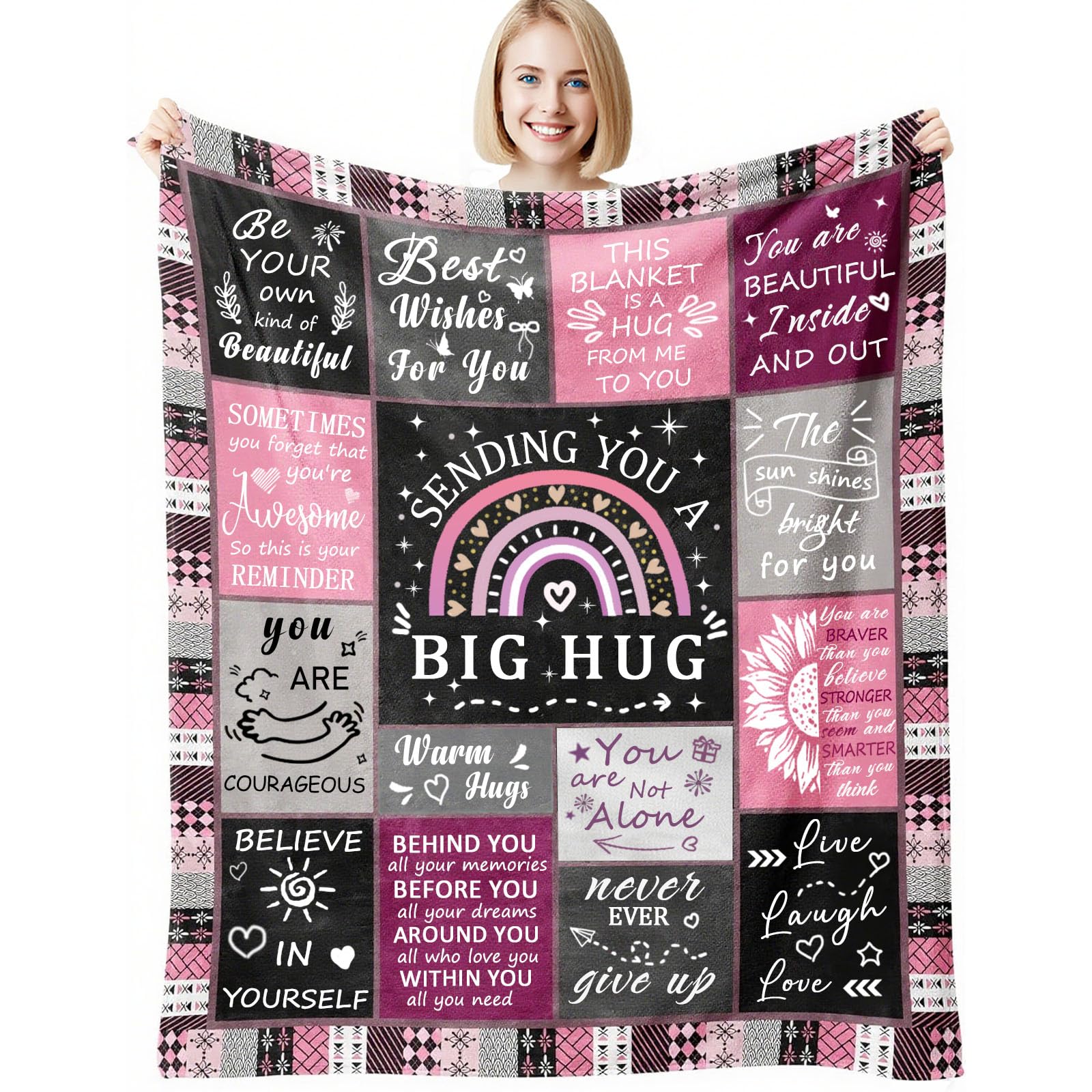 Gifts for Women Best Friend Hug Blanket,Get Well Soon Gifts for Her,Birthday Friendship for Women Best Friends Sisters Mum Girlfriends Grandma Daughter 150 * 200CM
