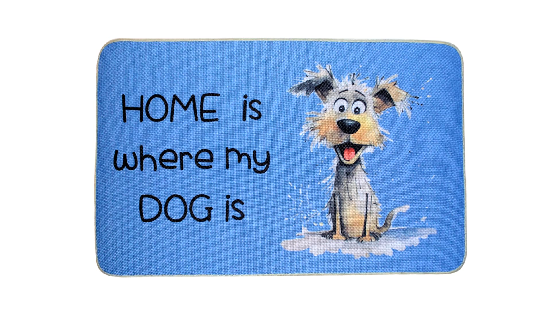 hola-world. Felpudo/Alfombrilla Original para Puerta de Entrada e Interior (Cocina, Dormitorio, salón etc.) Base Antideslizante de Caucho. Lavable a máquina. Modelo: Dog. Medidas: 40x60 cm.