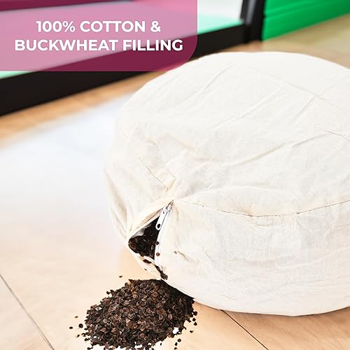 Miniatura 5 de HAWWWY Cojín de meditación  Almohada de meditación roja de 5 x 13 x 13 pulgadas para adultos  Cojín versátil de meditación de trigo sarraceno para