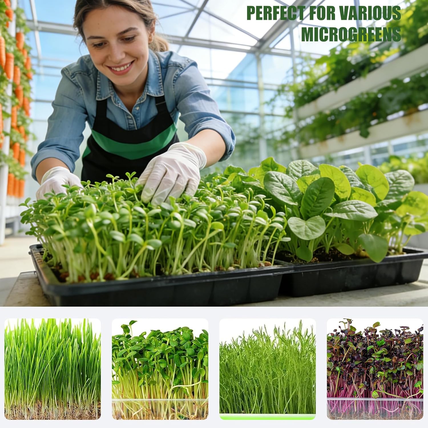 1 Roll 10" x 20ft Microgreen Growing Mat, Jute Fiber Grow Mats, Organic Hydroponic Pads, Microgreens Growing Kit for Germination Trays, Wheatgrass Sprouts Microgreen, Seed Starter
