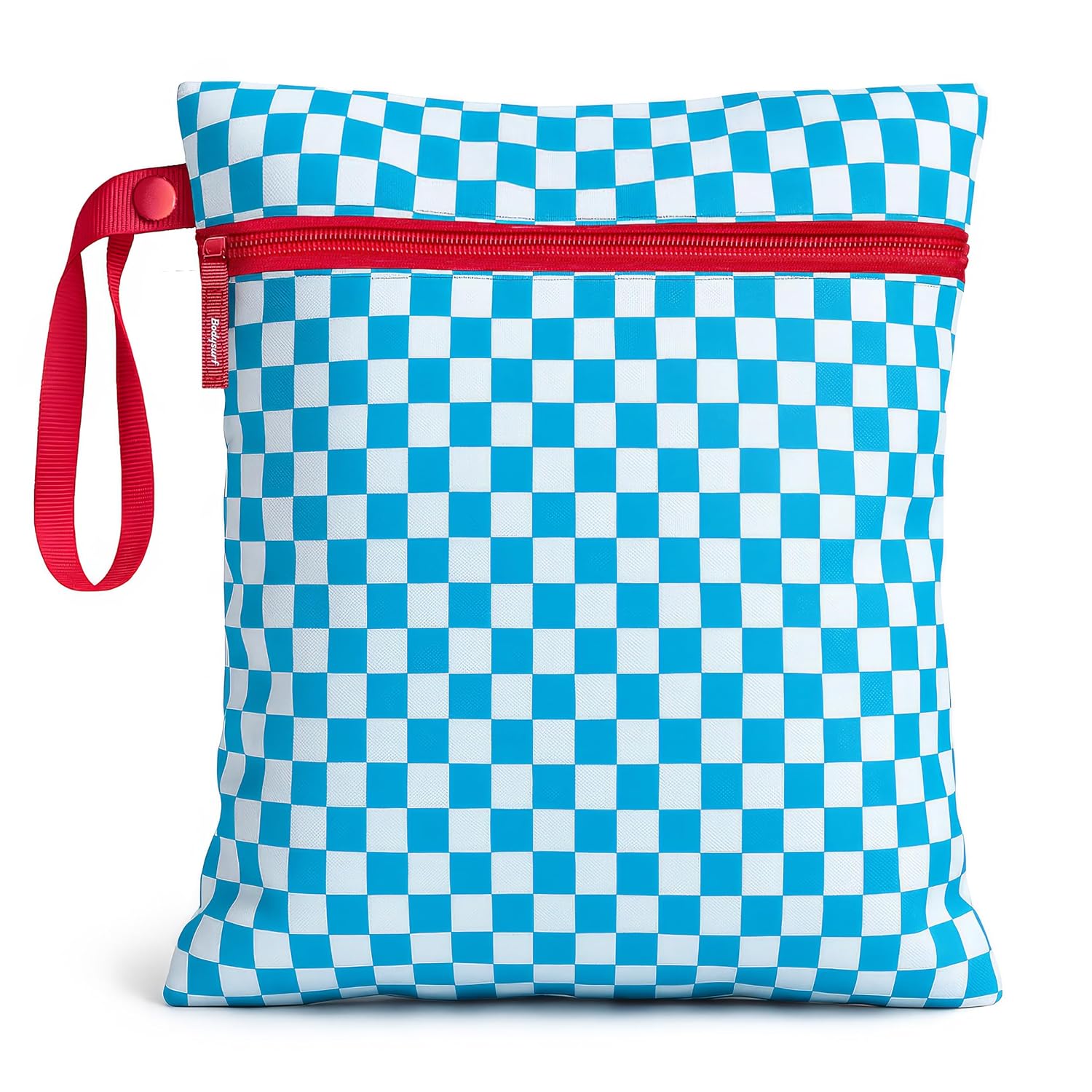 Bodysurf Waterproof Wet Bag for Swimsuit, Travel, Baby Essentials - Reusable Compact Organizer & Lightweight Storage for Dirty Laundry, Cloth Diapers, Gym, Yoga, Beach, Pool - Electric Blue, Checkered