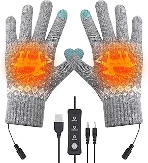 Victop - Guantes térmicos USB para mujeres y hombres, guantes de calefacción de punto de dedo completo, guantes de punto para pantalla táctil, guantes para laptop, guantes calentadores de manos