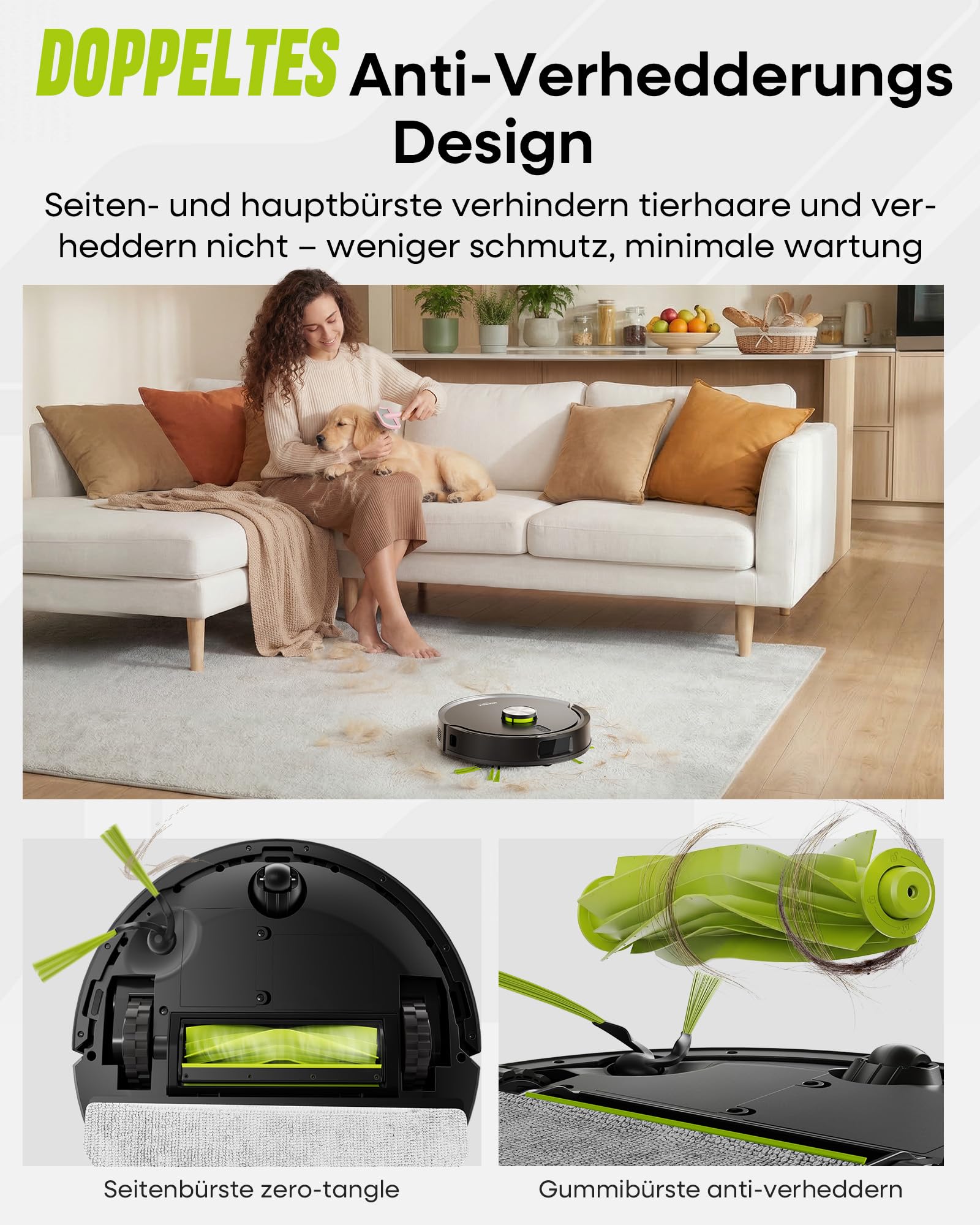 MONSGA Saugroboter mit Wischfunktion 8000PA, Staubsauger Roboter mit Absaugstation 4L, LiDAR Navigation,Dual Anti-Tangle System,4-in-1 Saug und Wischroboter ideal für Teppich Tierhaare, APP Steuerung