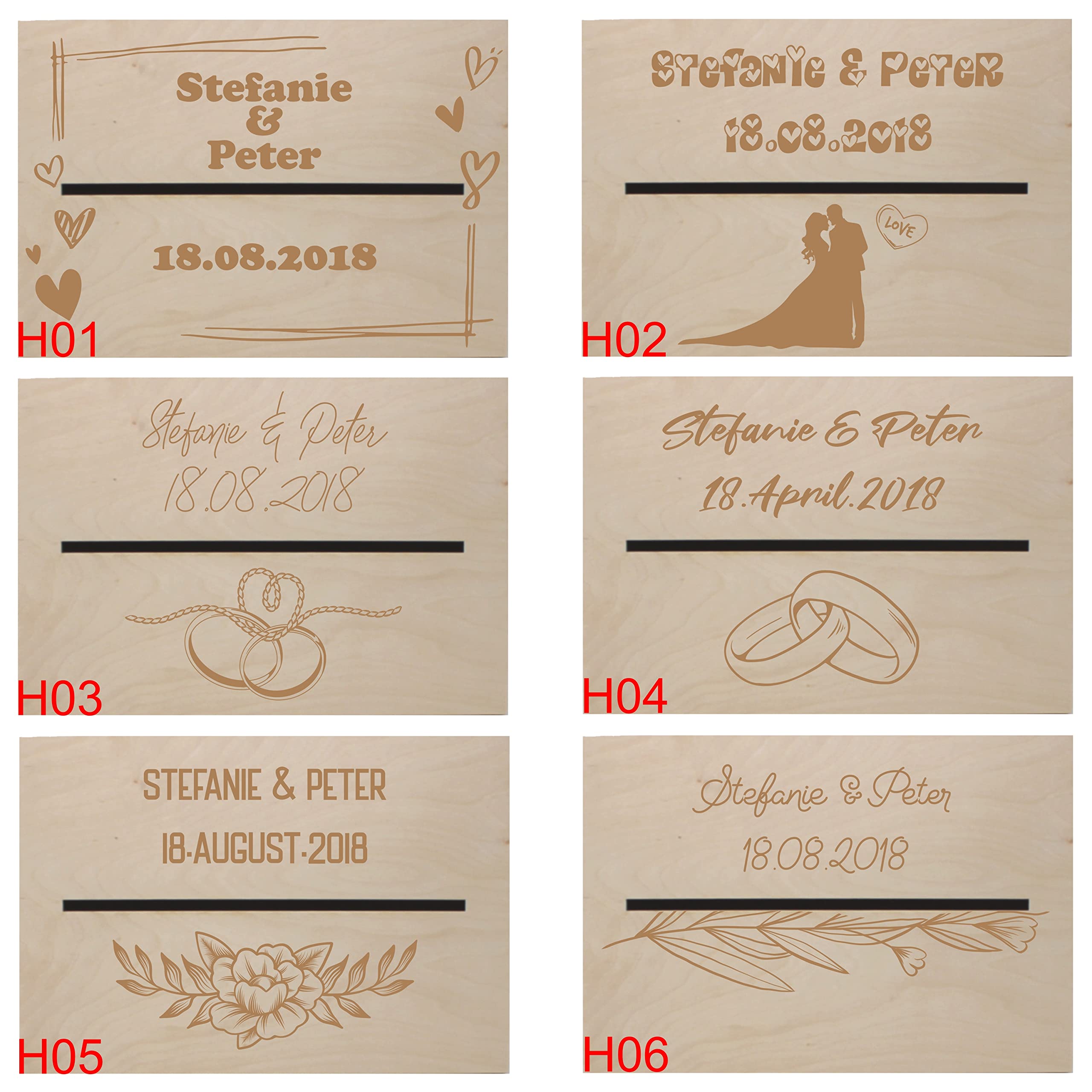 Generisch Personalisierte Geldbox Kartenbox Briefbox Hochzeitskartenkiste mit Klappdeckel Box zur Hochzeit naturbelassen (XXL Natur)