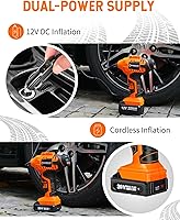 Vista 3 de WORKSITE Compresor de aire inalámbrico para inflador de neumáticos, bomba de aire portátil de mano, bomba de neumáticos de automóvil a batería