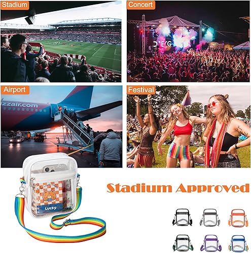 Miniatura 5 de DNFUN Bolsa transparente aprobada para estadios, bolso cruzado impermeable con correa ajustable para conciertos y eventos