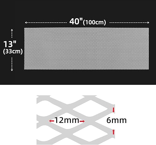 Miniatura 77 de AggAuto Malla universal para parrilla de automóvil de 40 x 13 pulgadas, de acero inoxidable revestido de cloruro de polivinilo, rejilla