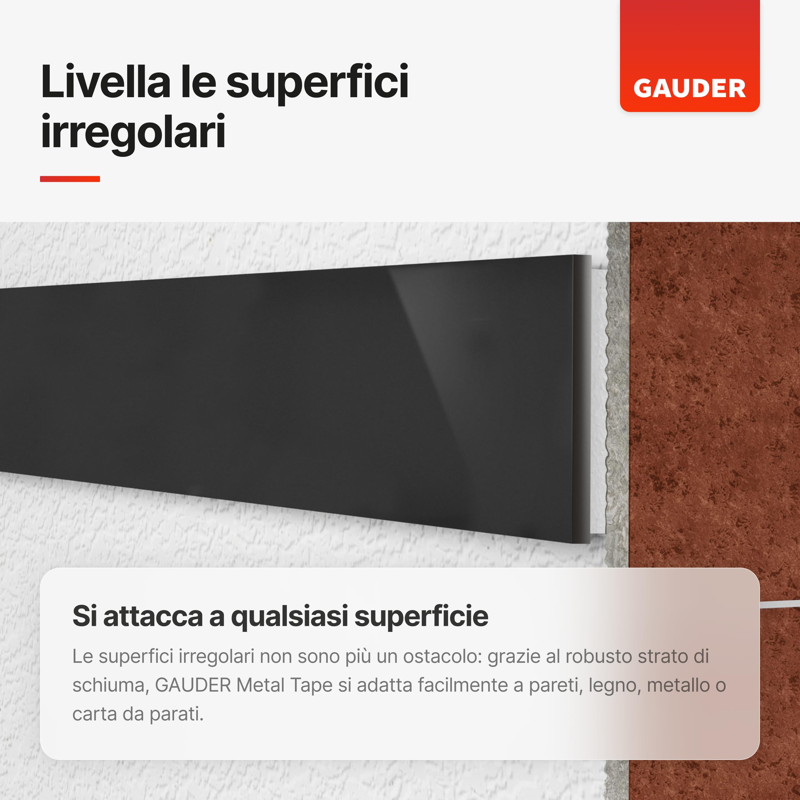 GAUDER Nastro metallico autoadesivo - Banda magnetica per magneti e figurine Tonie® & scaffali - Nastro ferro per fai-da-te e organizzazione (3 m x 35 mm - nero)