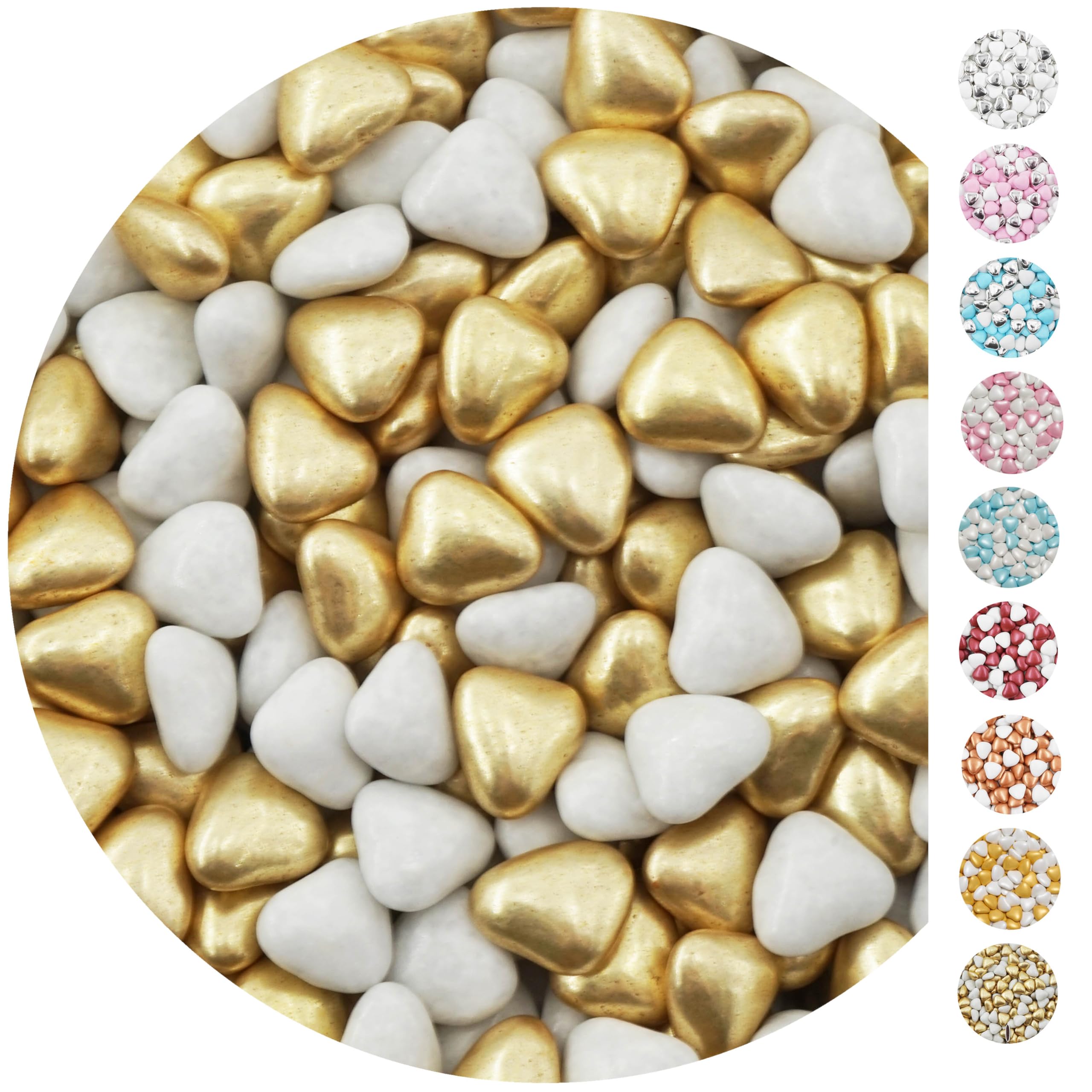 EinsSein 1kg Corazones de Chocolate boda bautizo Mezcla medio blanco-plata brillante corazon amor formas bombones confeti peladillas candy bar cumpleaños niños regalos Tradición italianas botes — view 8