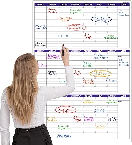 Calendario de borrado en seco para pared calendario de pared de borrado en seco 3 meses 278 x 40 pulgadas vertical sin fecha calendario de pared