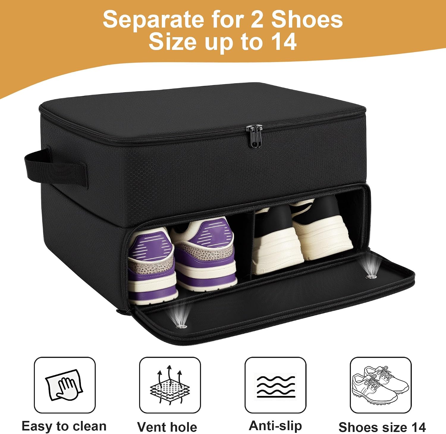 2-Layer Golf Trunk Organizer - Heavy Duty Golf Bag Storage for Car SUV - Detachable Support Boards Golfing Cargo Organizer with Separate Ventilated Shoe Compartment,Gifts for Men, Women