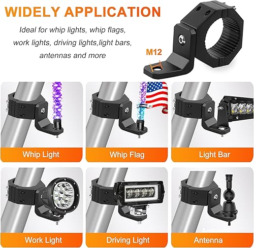 Miniatura 23 de Soporte de barra de luz para motocicleta, soporte de montaje de bicicleta de motocicleta de 1.2 pulgadas, abrazadera de soporte de barra de toro