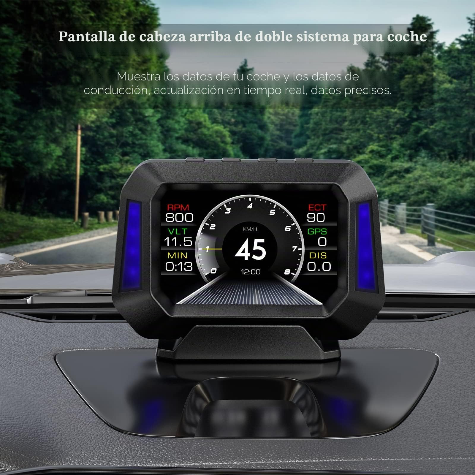 Pantalla frontal del coche, velocímetro, medidor de pendiente, monitoreo del ángulo de conducción del coche, adecuado para todos los coches