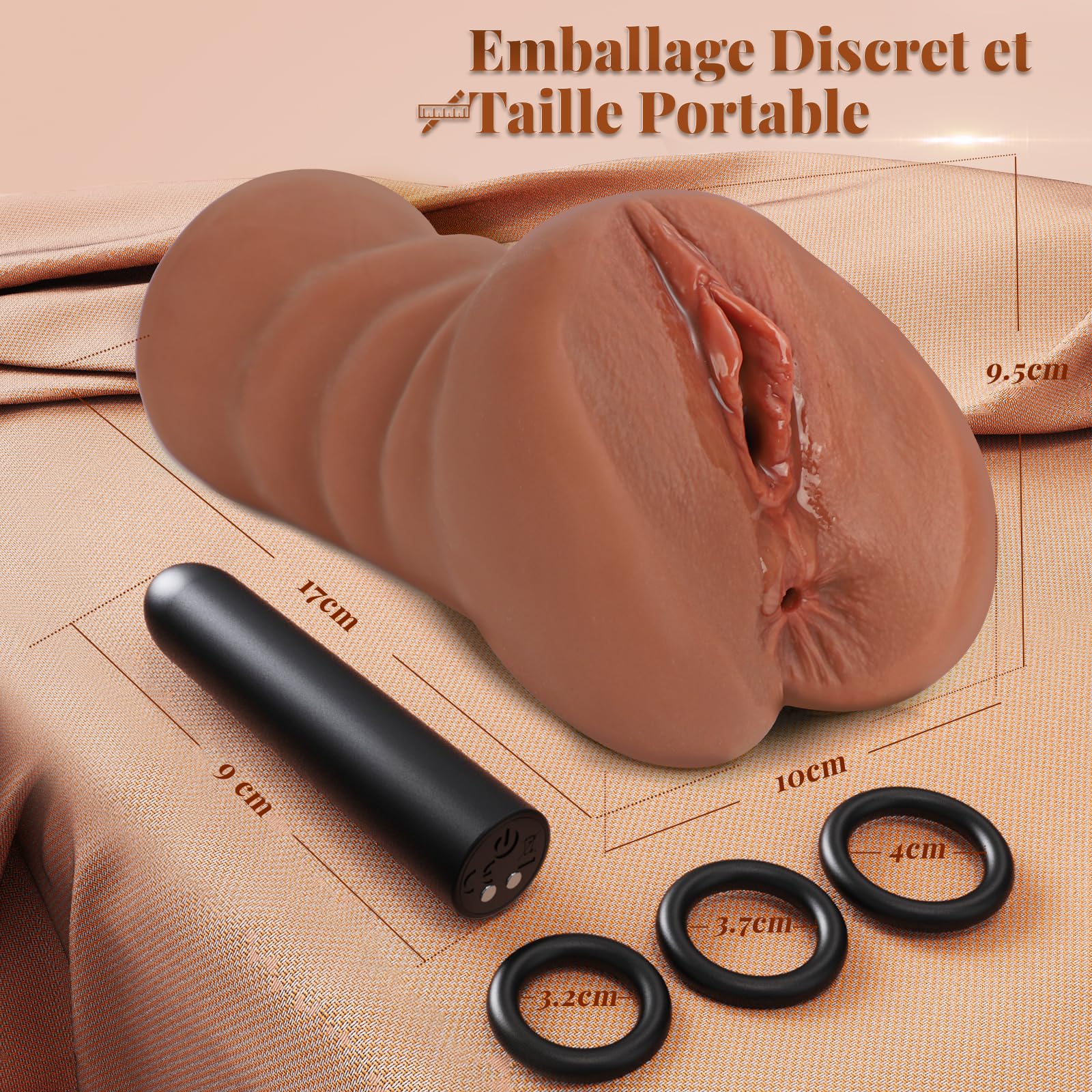 Cacuola Masturbateurs Réalistes 3 en 1 pour Hommes – Kit Masturbateur avec Mini Vibromasseur Interactif IA, Silicone Souple, Sex Toys pour Hommes et Couples
