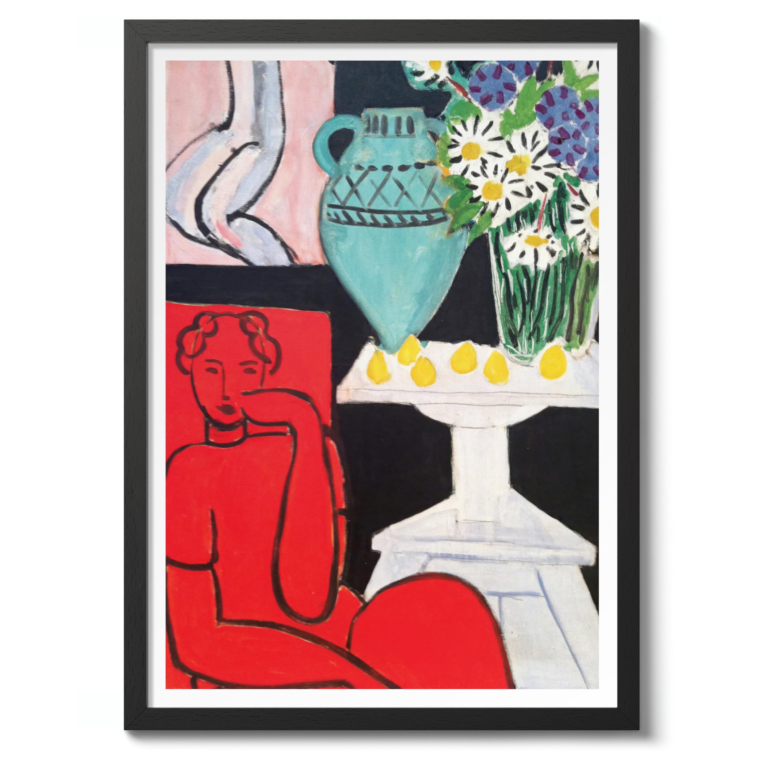 The Daisies Henri Matisse Poster. Classic Art Painting Print, Art Exhibition Neutral Wall Art, Modern Minimalist Home Decor Picture, Archival Matte, A5 (Black Frame) - 21x14.8cm