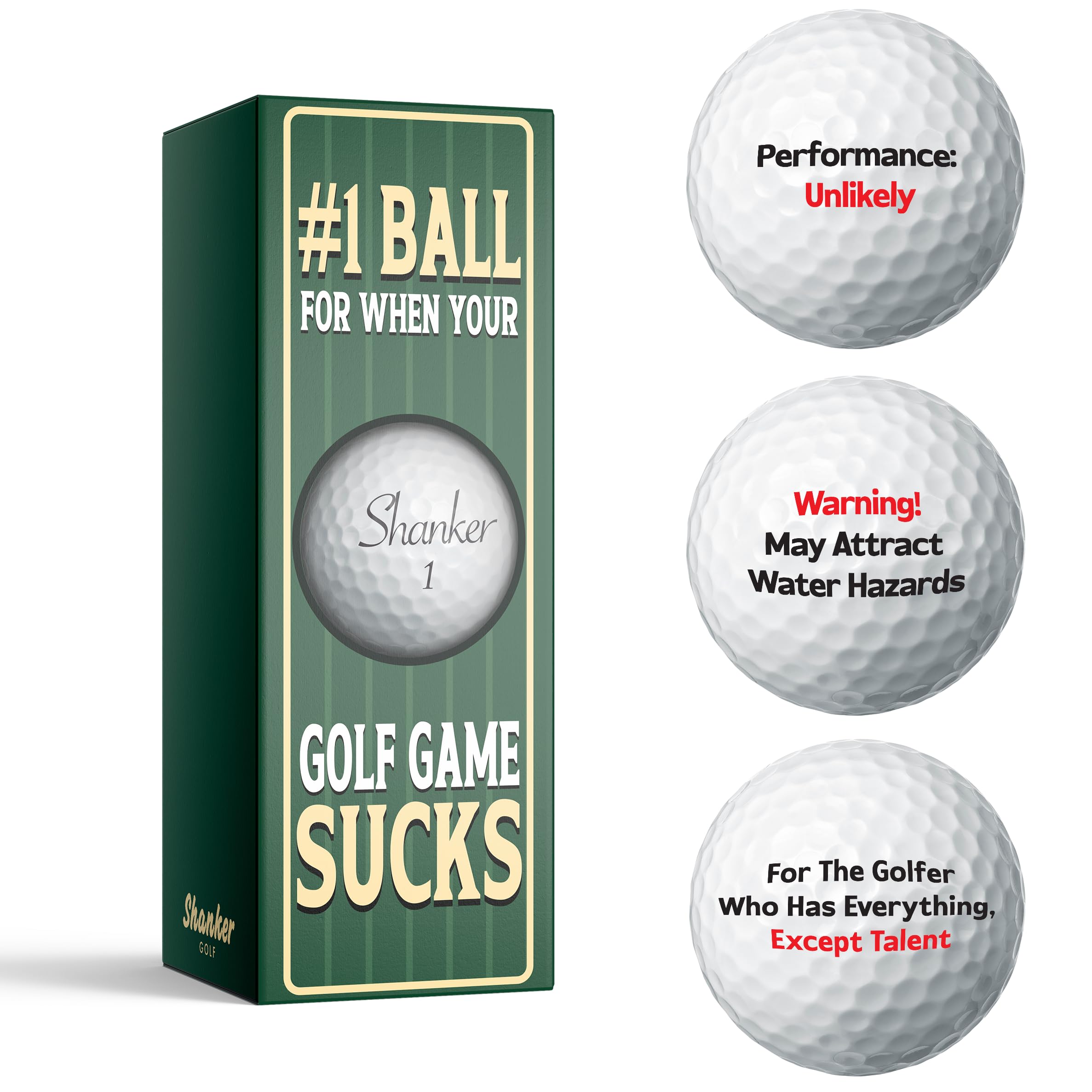 Shanker Golf Balls - Funny Golf Balls with Hilarious Sayings – Perfect Gag Gift for Golfers, Birthday Gifts for Golfers, Funny Golf Gifts for Men,