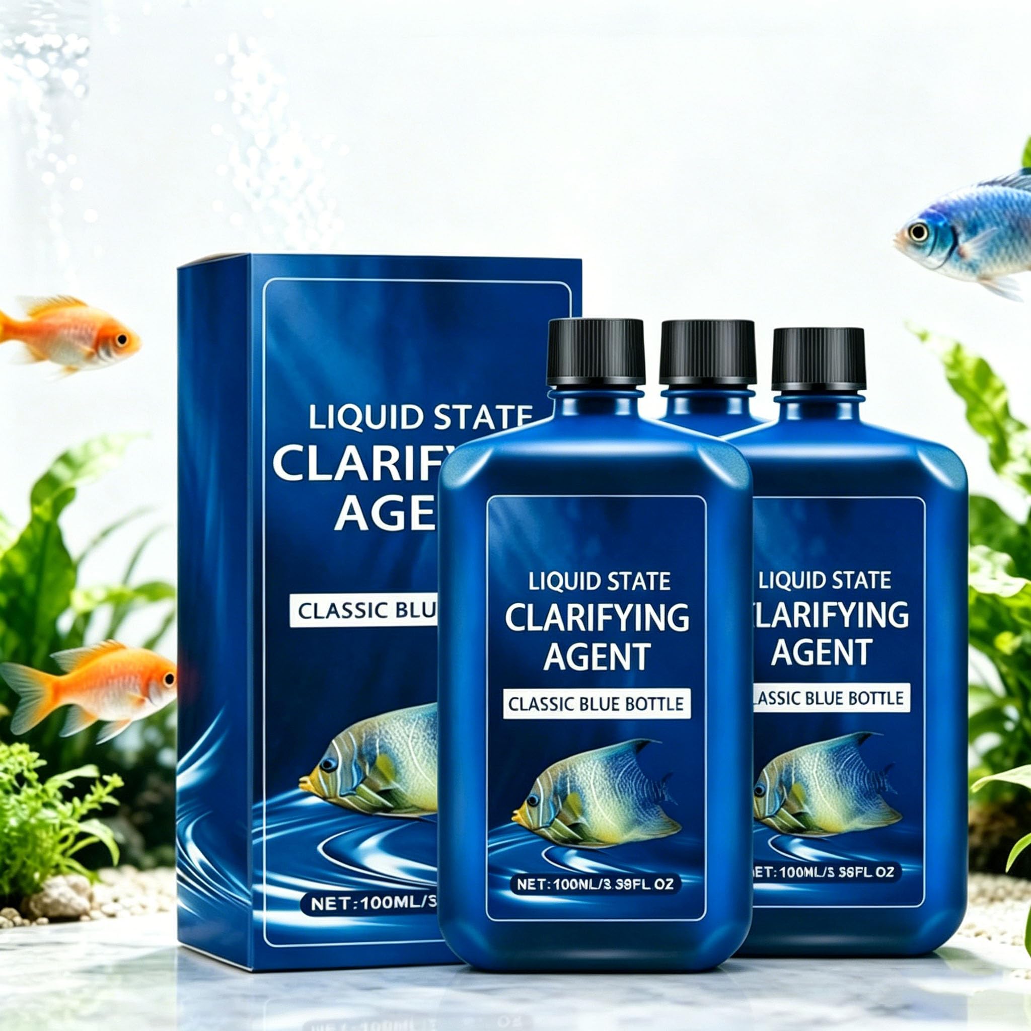 Fast Acting Aquarium Water Clarifier, Pond Clear Water Treatment for Green Waters, Blanket Weed Treatment Remover for ponds, Clears Cloudy Fish Tank, Safe for Fish and Wildlife, Natural Formula