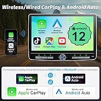 Vista 2 de Estéreo de Coche Doble DIN: Radio de Coche Android de 10 Pulgadas con Pantalla Flotante Táctil Compatible con Apple Carplay y Android Auto, Unidad