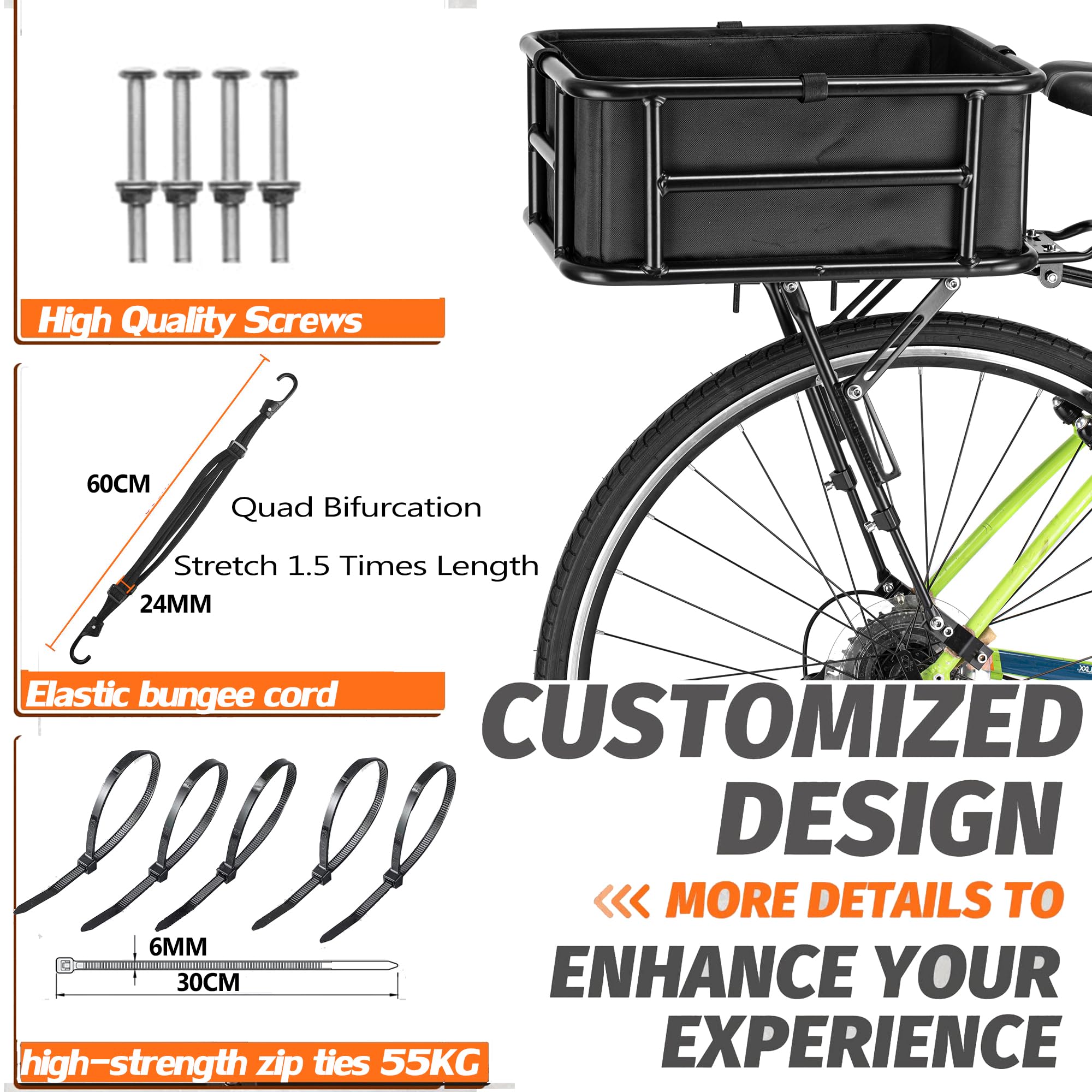 Grand Panier Arrière Vélo PIREKZUNT Métal Amovible Avec Housse étanche Et Filet