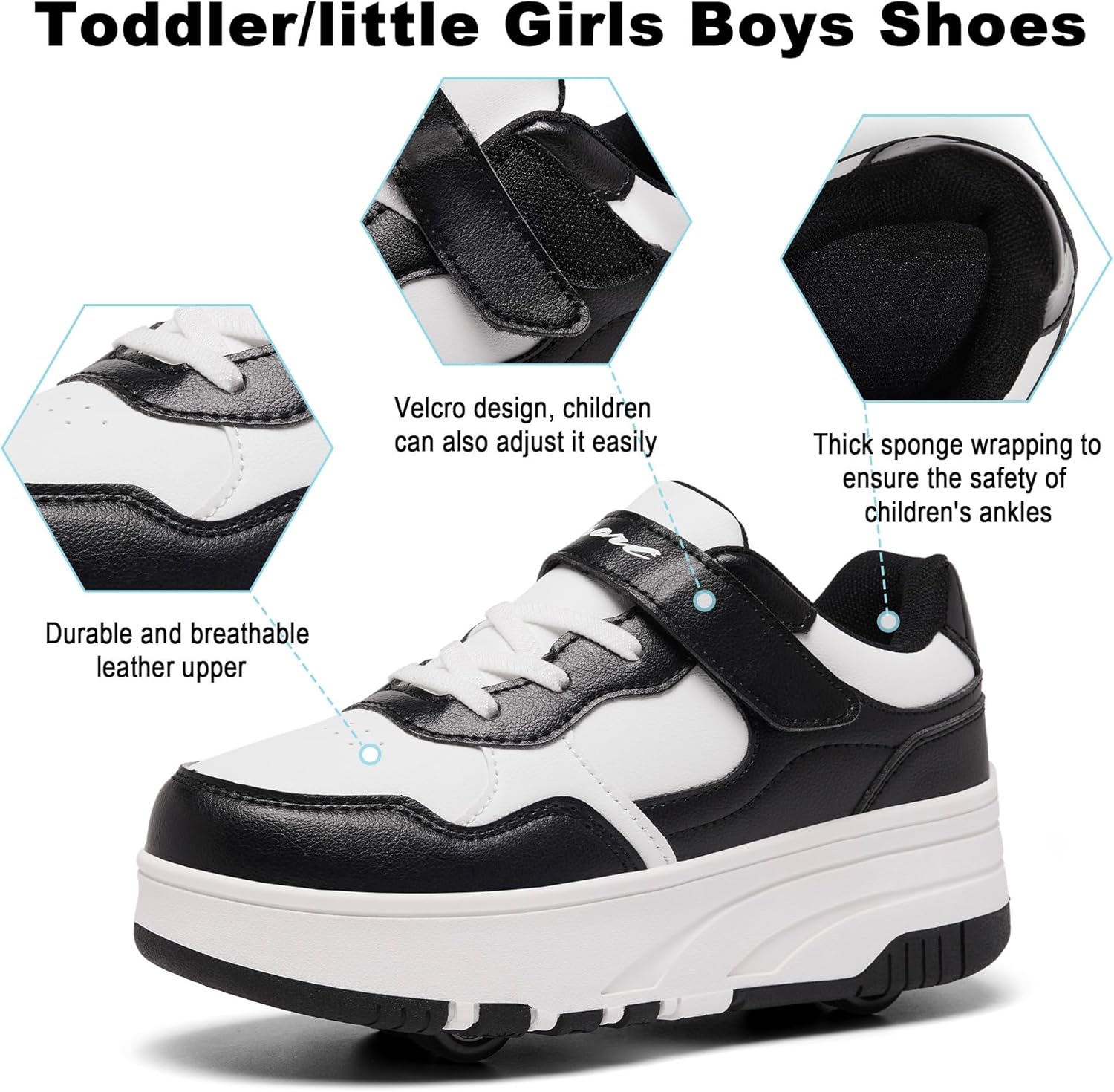 Kids Shoes with Wheels Boys Girls Roller Skate Shoes Wheeled Athletic Sneakers Suitable for Beginners