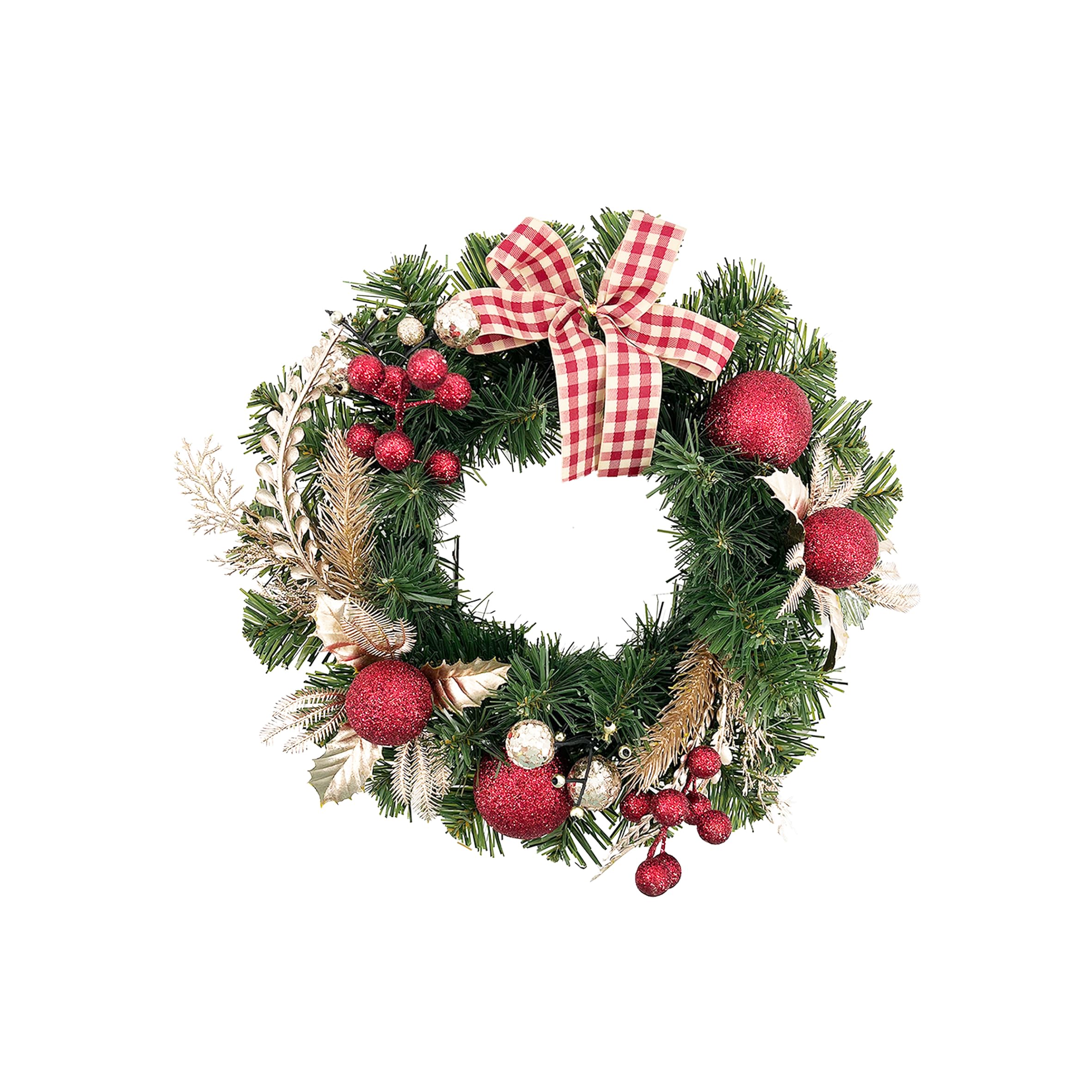 Christmas Magic Christmas Decorated Wreath, 30 cm Size, Red/Gold