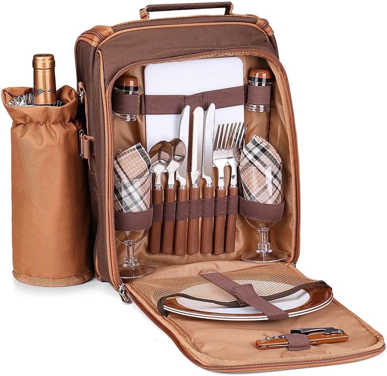 Buy Flexzion Picnic Basket Bag Brown Shoulder Insulated Picnic Bag