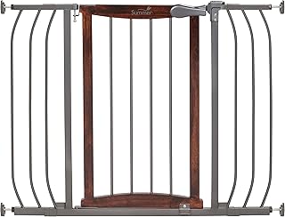 Summer Anywhere Decorative Walk-Thru Baby Gate, Walnut Wood and a Metal Charcoal Accent Finish – 30” Tall, Fits Openings up to 28” to 42.5” Wide, Baby and Pet Gate for Doorways and Stairways