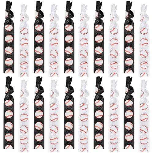 Miniatura 8 de Hanaive 20 lazos de béisbol y sóftbol para el cabello, bandas de béisbol para el cabello, bandas elásticas para el cabello, pulseras de béisbol sin