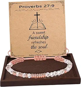 Btysun Morse Code Bracelets for Women Christmas Gift Stocking Stuffers for Teens Pink Braided Bracelets Inspirational Best Friend Birthday Gifts for Her High School Graduation Gifts for Her 2025 Mom Bracelet Jewelry