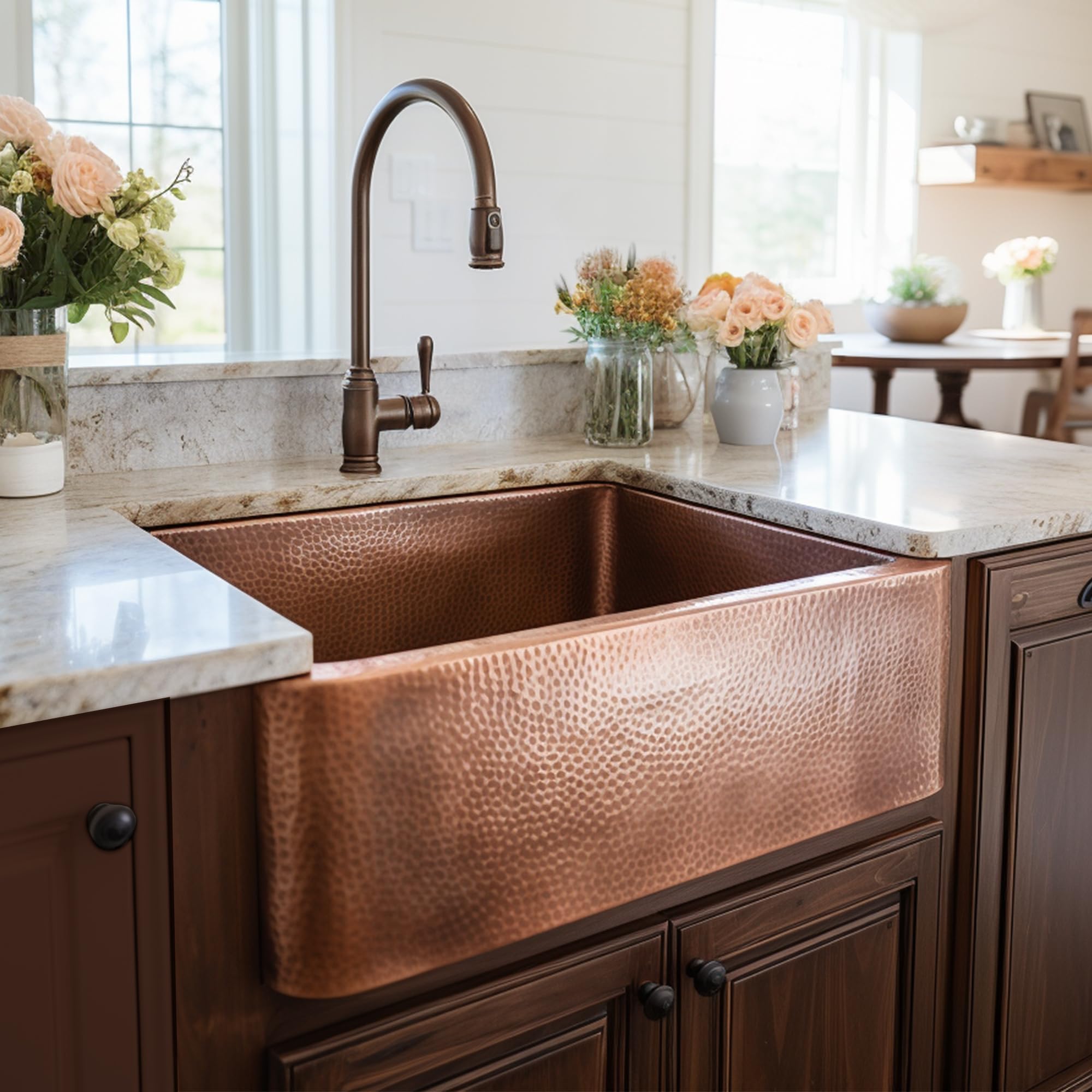 Sinkology Lange 25 Inch Antique Copper Farmhouse Kitchen Sink
