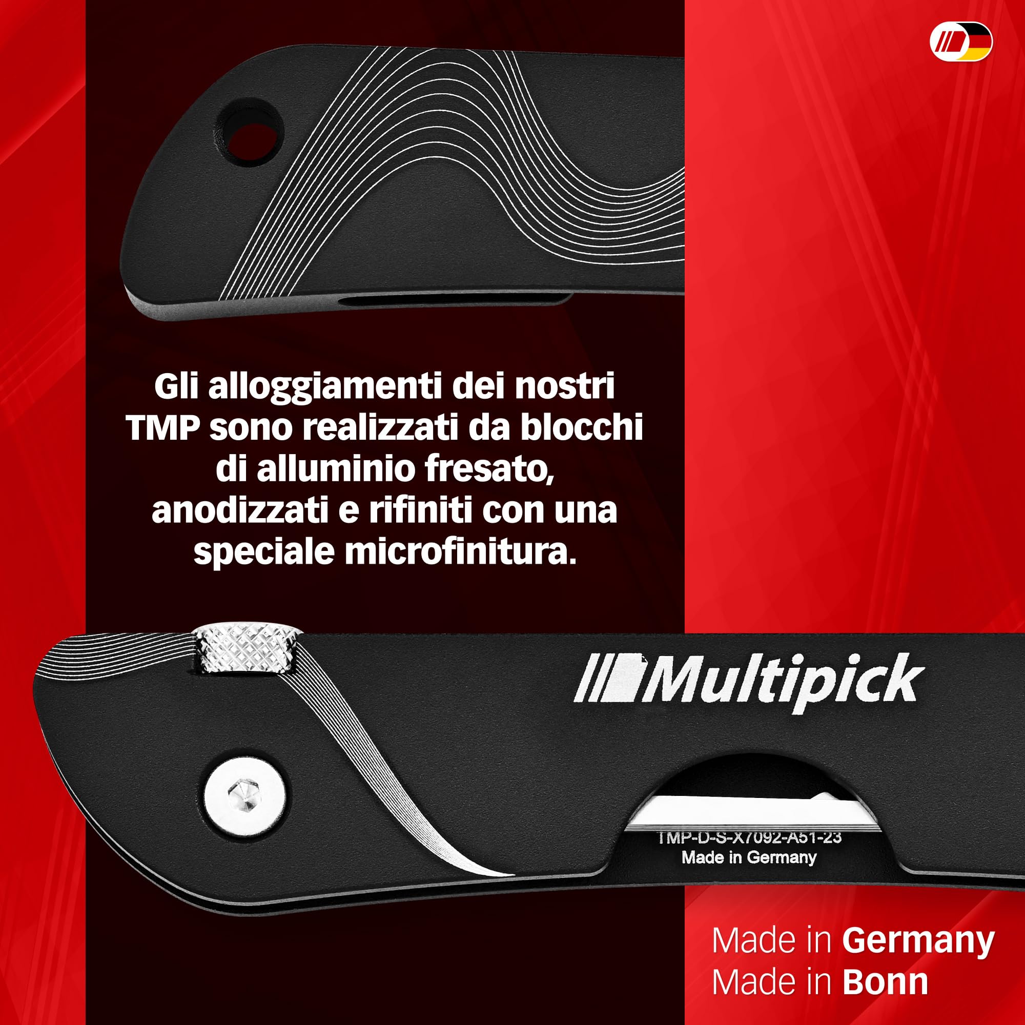 MULTIPICK Coltello tascabile Grimaldelli Set Professionale Nero [7 strumenti] Kit Grimaldelli - Lockpicking Set - Set di Grimaldelli - Grimaldelli professionali - Lock picking