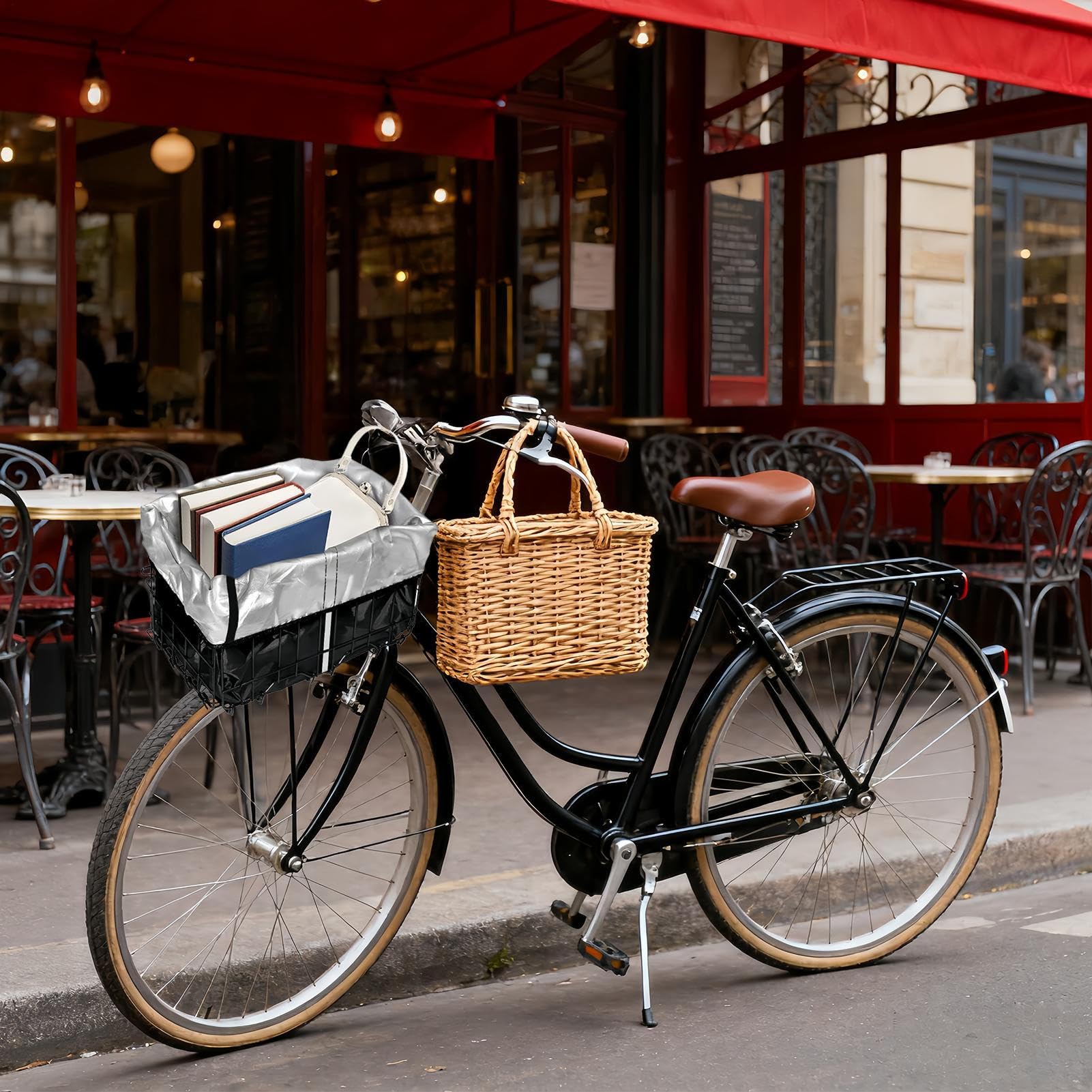 Fodera interna per cestino della bicicletta, copertura protettiva universale con design riflettente, imbottitura spessa per un trasporto sicuro, vestibilità resistente alle intemperie per viaggi