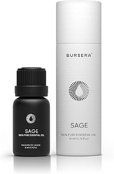 Bursera Organic Sage Essential Oil, Tree Planted with Every Order, 100% Pure USDA Organic Sage Oil, 10ml Undiluted High Grade Natural Sage Oils for Aromatherapy, Diffuser, Shower and Skin