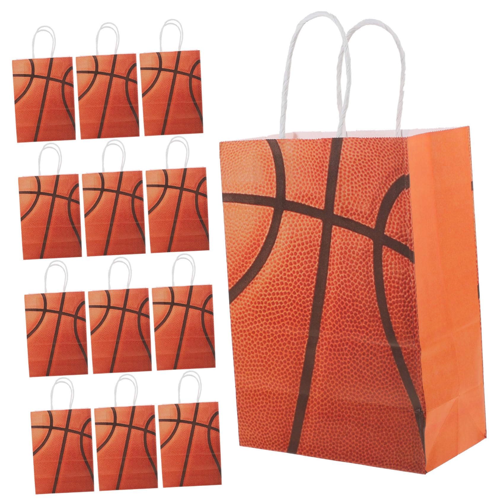 Ipetboom 24 Bolsas de Papel Kraft con Asas Naranjas para Obsequio de Cumpleaños Infantiles, Portátiles y Versátiles Ocasión Deportiva