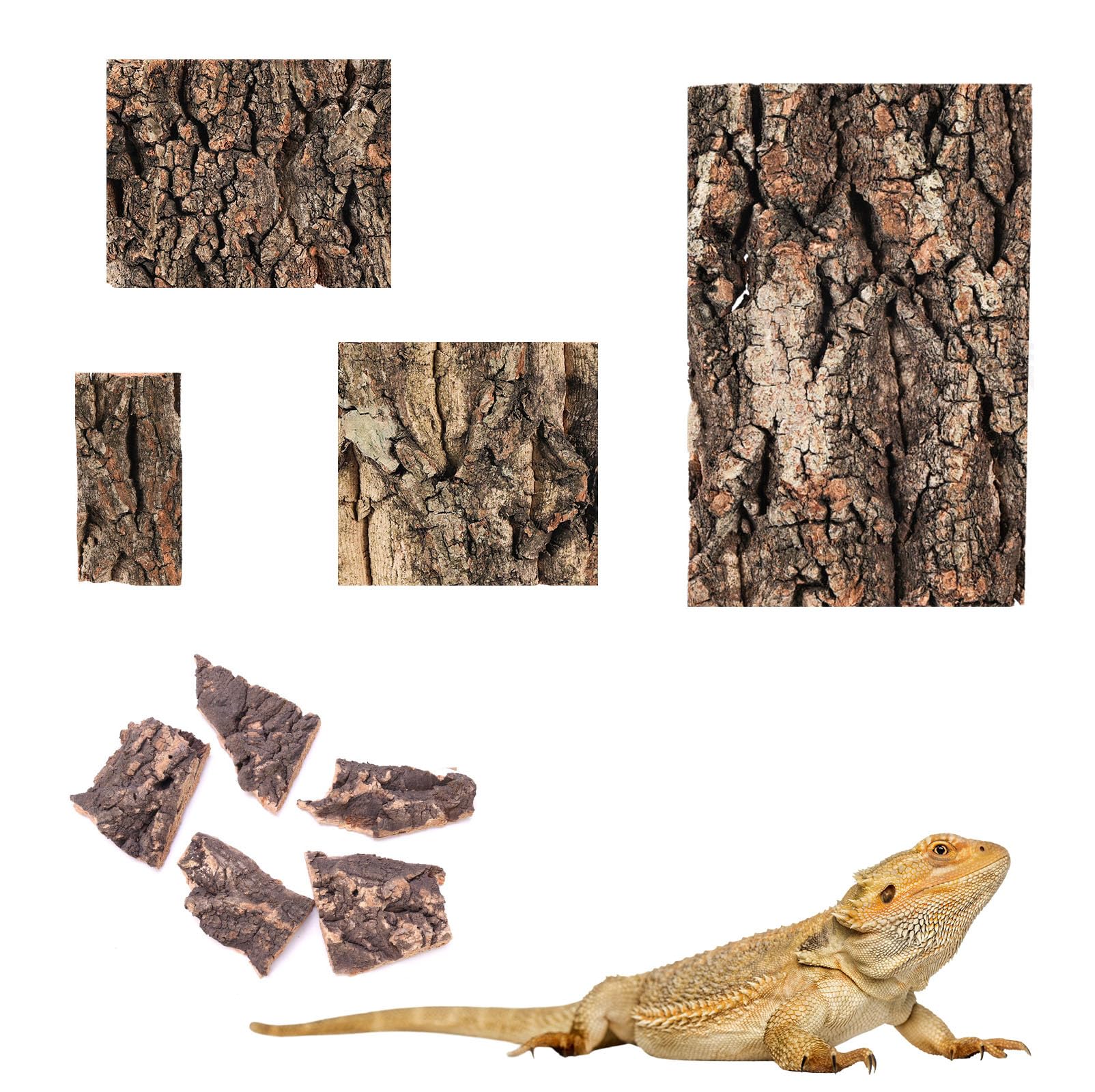 9Pcs Cork Bark Background, Natural Reptile Cork Fish Tank Decor, Tortoise Hide Bark, Cork Wall Terrarium Backdrop, Climbing Platform Habitat, Vivarium Decoration for Snake, Lizard,Gecko,Bearded Dragon