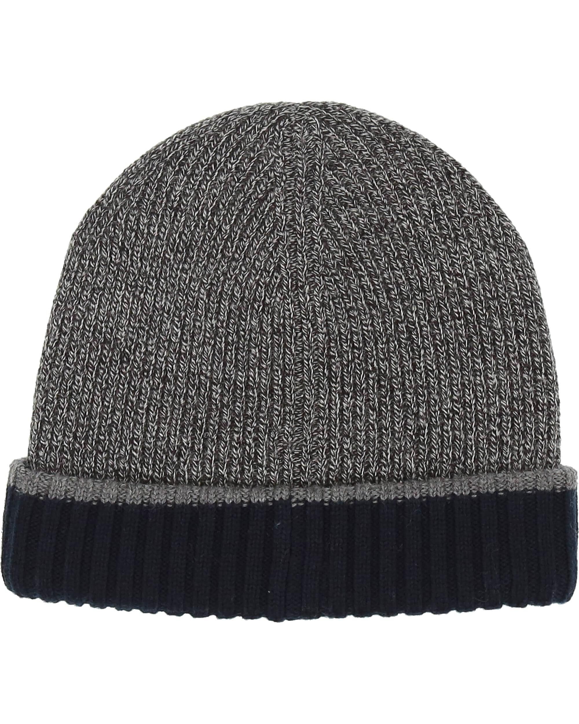 bugatti Herren Mütze mit Rippenmuster - Strickmütze mit farblich abgesetztem Rand - 100% Wolle - One Size