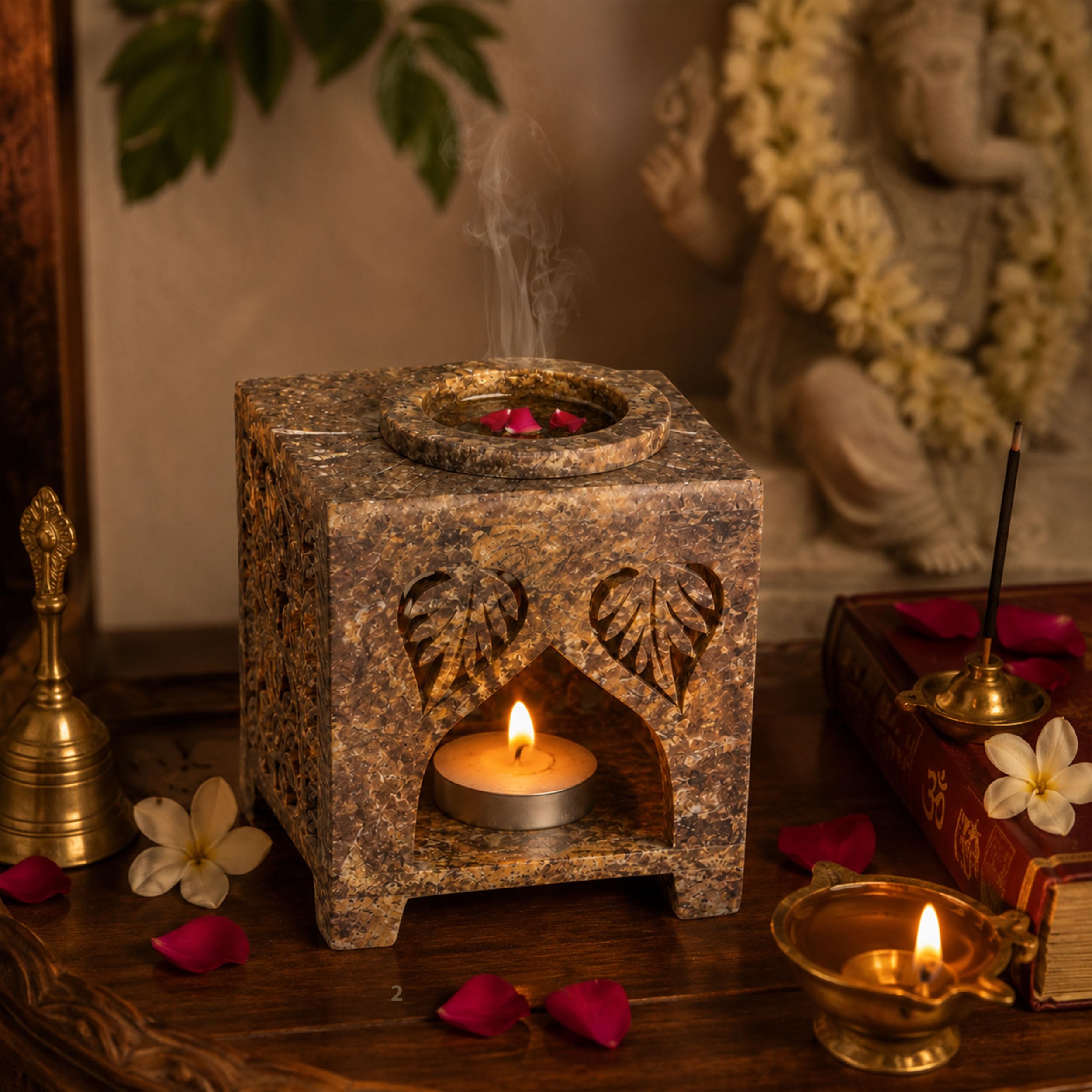 Marble Tealight Diffuser for Home Spa Office | 20 ml Oil & 4 Candles — photo — 6 of 8