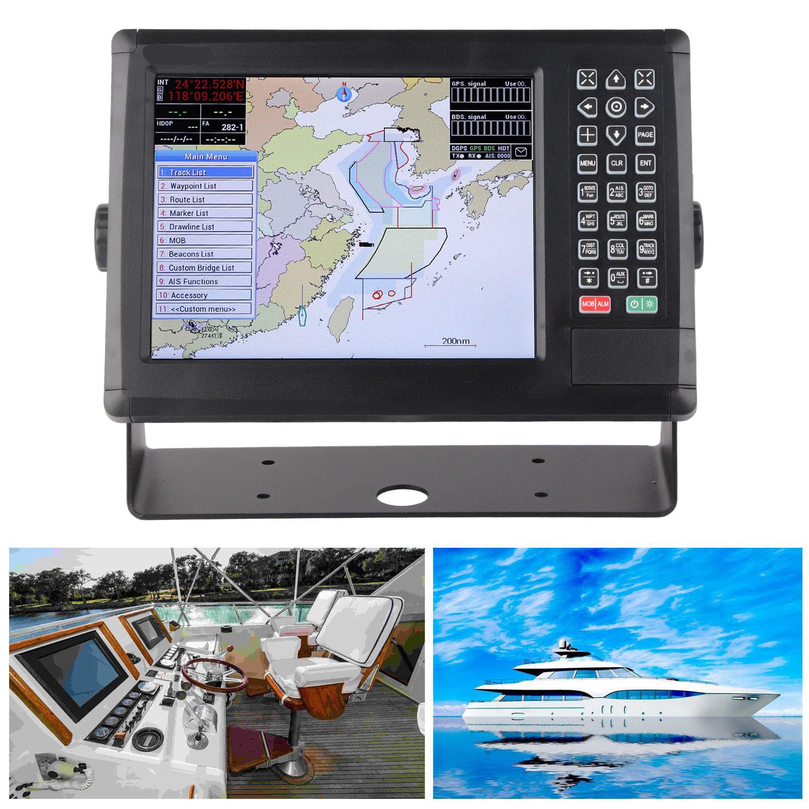 Marine-GPS-Kartenplotter Schiffsnavigation 10,4-Zoll-LCD-Display Wasserdicht mit Akustischem Alarm für XINUO-MAP C-Map