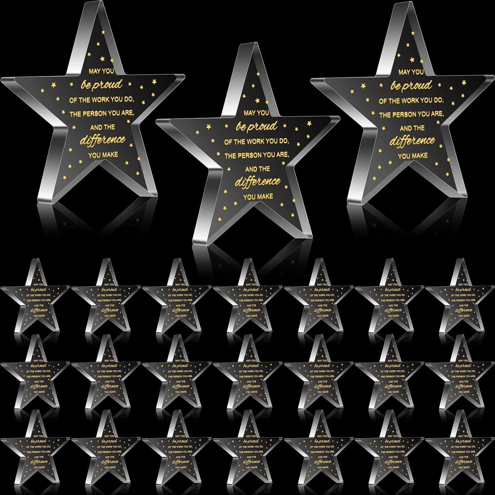Photo 1 of Huquary 24 Pcs Employee Appreciation Awards for Coworker Acrylic Thank You Gifts Trophy Be Proud of The Work You Do Prizes for Colleague Retirement Farewell Motivational Gift (Pentagram)