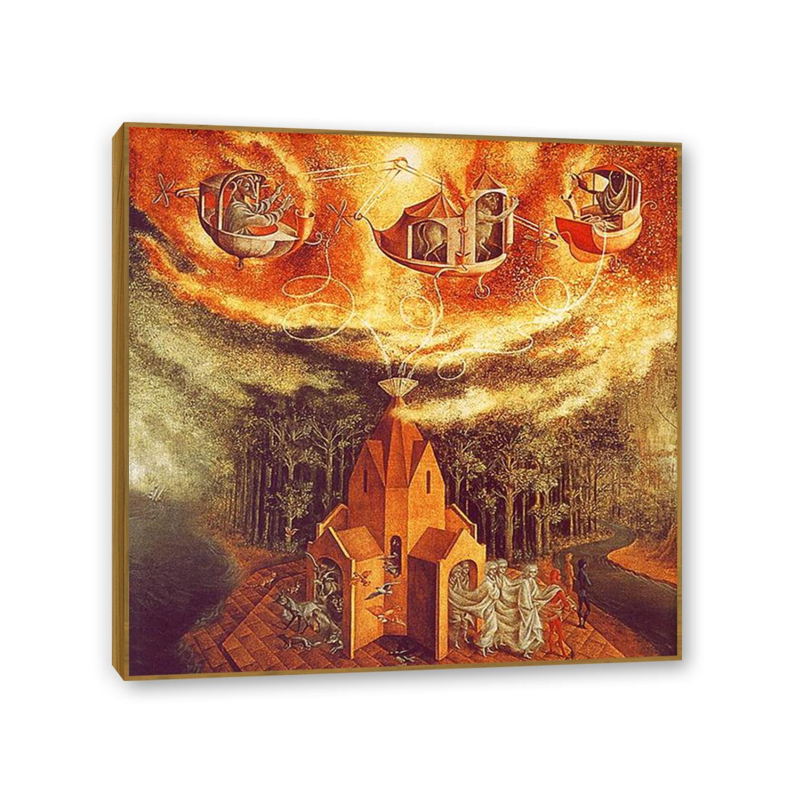 MYCGGDGH Remedios Varo Canvas Wall Art Reproductions of Famous Paintings Microcosm Famous Artist Artwork Wall Decor for Living Room Bedroom Home Decor 30x30cm(12x12in) Teak frame