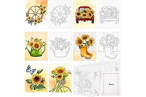 6-Pack 8x10 Inch Pre-Drawn Sunflower Canvas for Painting: Vibrant Summer Sun Blooms on Your Masterpiece