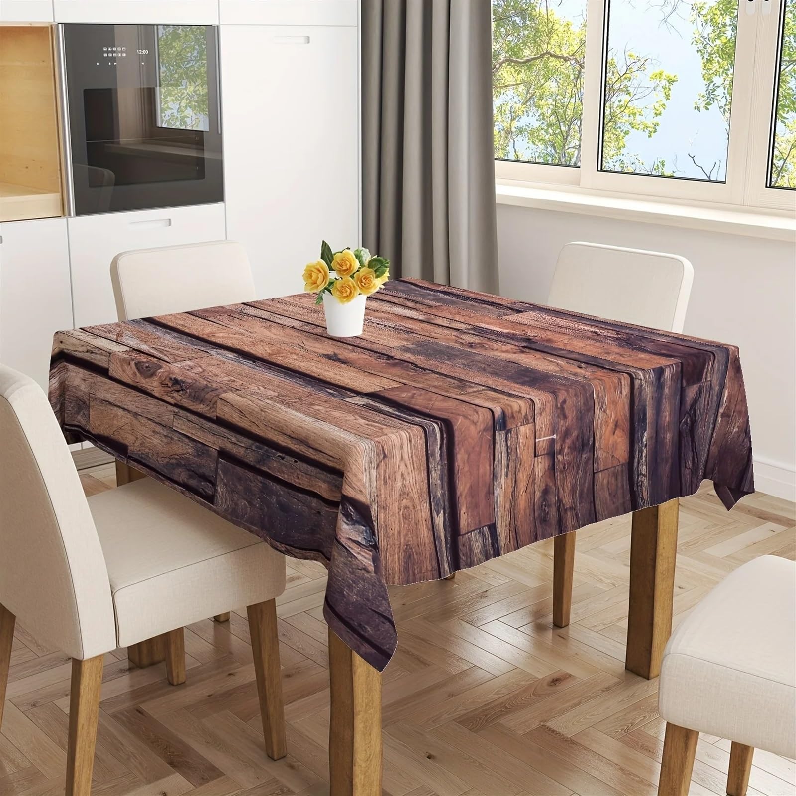 Obrus ​​w stylu vintage z drewna słojowego do domowych restauracji, wesel, pikników, kempingu, urodzinowego obrusu dekoracyjnego(100x160cm 39x63inch)