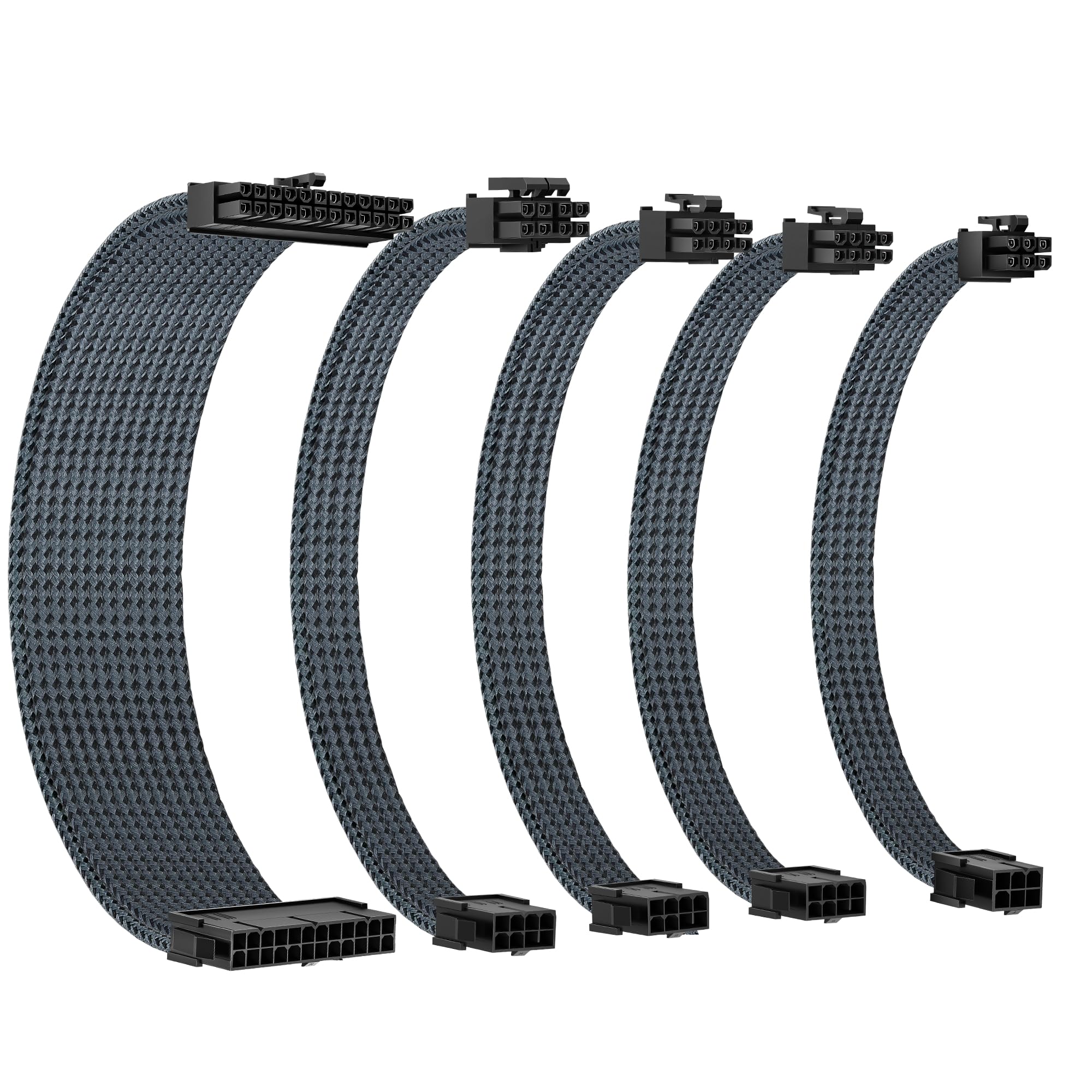 Cavo di prolunga 18AWG PSU GPU PC cavo di alimentazione intrecciato, 1x24Pin ATX/1x8Pin (4+4) EPS/2x8Pin (6+2) PCIE Extension Cable -30CM